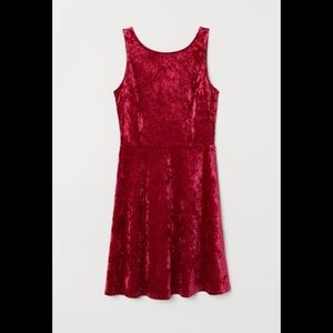 H&M Red Crushed Velvet Mini Dress